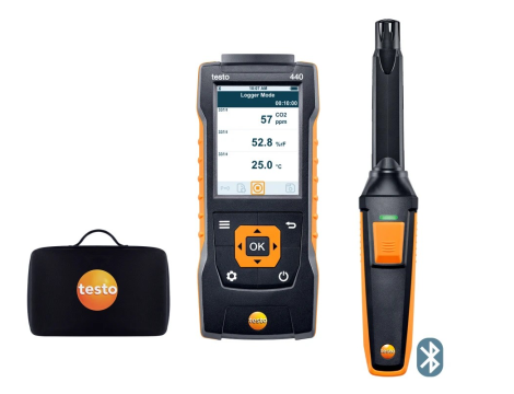 Miernik wielofunkcyjny Testo 440 z sondą Bluetooth do pomiaru CO₂, wilgotności i temperatury